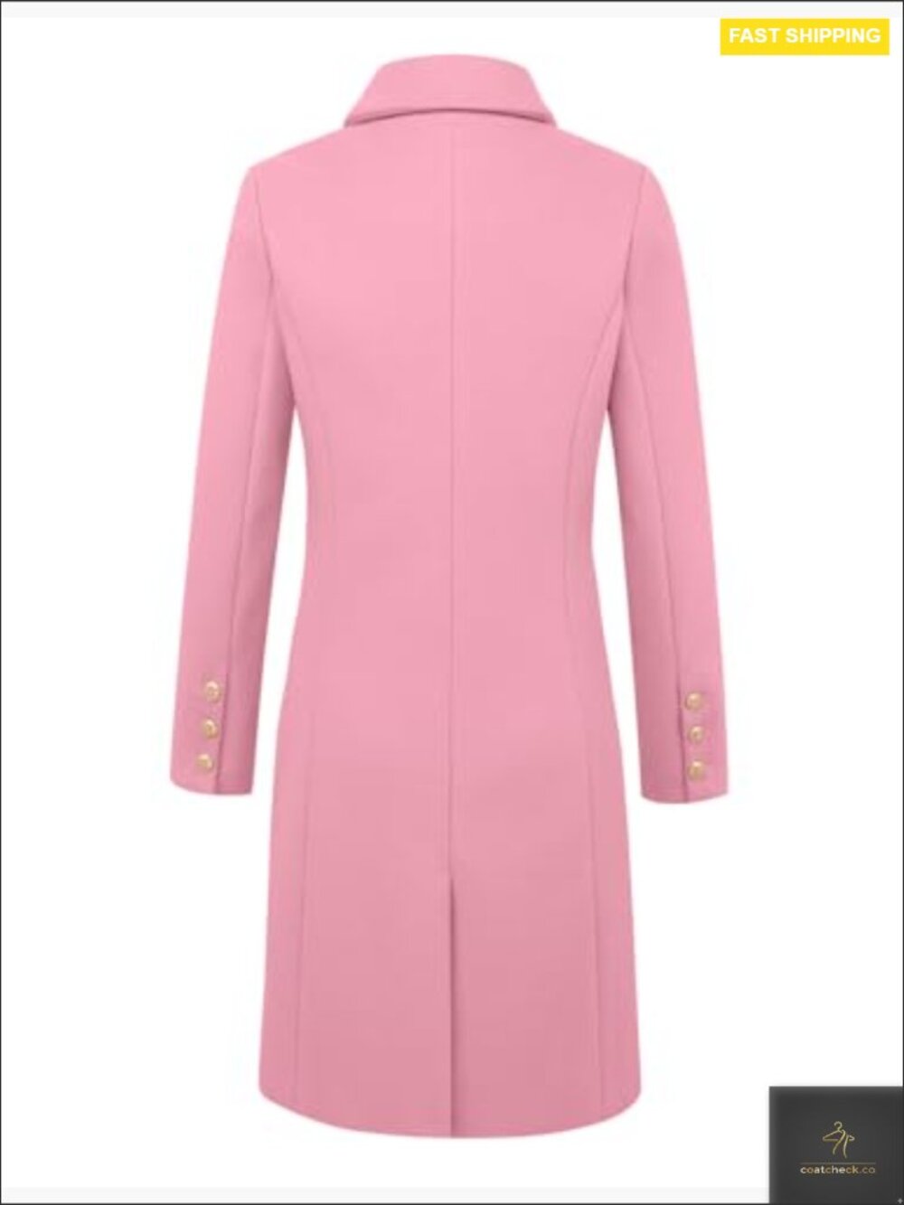 Double Breasted Wool Peacoat Trench Coat Warm Classic Notch Lapel Midi - Picture 4 of 7